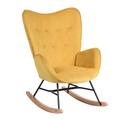 Fauteuil à bascule rocking chair velours jaune