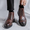 stivaletti brogue in pelle nera da uomo – classici stivali eleganti con lacci e punta a coda di rondine per abbigliamento formale e casual