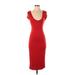 See You Monday Casual Dress - Midi: Red Solid Dresses - Women's Size Small
