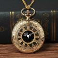 Montre de Poche pour Hommes Chiffres Romains Quartz Montre de Poche Steampunk Femmes Hommes Pendentif Collier Analogique Quartz Vintage Grand Cadran Alliage Titane