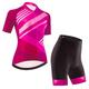 21Grams Damen Radtrikot mit Radhose kurz Trägern fahrradbekleidung set Radtrikot mit Radhose fahrradbekleidung set Kurzarm MTB Mountain Rennrad Schwarz Grün Purpur Graphic Streifen Fahhrad