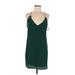 Lavender Brown Casual Dress - Mini Plunge Sleeveless: Green Print Dresses - Women's Size Medium