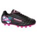 Vizari Shiny Retro Hearts Firm Ground Soccer Shoe for Boys and Girls - Black /Pink