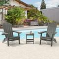 Sonerlic 2 Pcs Folding Adirondack Chair Patio Outdoor Plastic Fire Pit Chair Gray