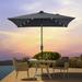 Sonerlic Patio 6.5x6.5 FT LED Market Umbrellas With Solar Lights Table Umbrella for Patio and Outdoor With Tilt Button for Deck and Pool Anthracite