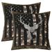 Pack of 2 Camo 16x16 Inch Pillow Covers For Boys American Flag Throw Pillow Covers Teen Camouflage Deer Hunting Cushion Cases Rustic Farmhouse Woodland Animal Decorative Square Pillow Cases