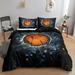 3D Sports Fire Basketball Bedding Set for Teen Boys Duvet Cover Sets with Pillowcases Twin Full Queen King Size 3PCS 1 Duvet Cover+2 Pillow shams