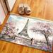 Eiffel Tower and Romantic Couple Rugs Pink Leaves Tree Rug Entry Rugs Small Rug Paris Rugs View Rug Non-Slip Carpet Rug Girl Room Rug 5.2 x7.5 - 160x230 cm