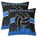 YST Volleyball Pack of 2 Throw Pillow Covers 16x16 Inch Volleyball Gaming Cushion Covers Kids Volleyball Pillow Covers For Boys Girls Volleyball Court Decorative Pillow Covers Blue Black