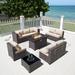 Outdoor Patio Furniture Set 14 Pieces Outdoor Furniture All Weather Patio Sectional Sofa PE Wicker Modular Conversation Sets with Coffee Table 12 Chairs & Seat Clips(Sand)