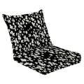 2 Piece Indoor/Outdoor Cushion Set white daisy pattern black background Casual Conversation Cushions & Lounge Relaxation Pillows for Patio Dining Room Office Seating