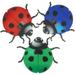 3 Pcs Wall Wrought Iron Pendant Childrens Room Decor Kids Metal Ladybug Statue Ornament Home Sculpture