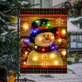 Christmas / Halloween Garden Flag With Lights - Solar LED Winter Gnome Lantern Snow Christmas Mini Flags Banner 12x18 Double Sided For Garden Patio Lawn Yard Outdoor Decoration