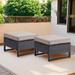 PARKWELL 2PCS Patio Rattan Ottoman Seat Foot Rest Side Table with Cushions for Indoor Outdoor Beige