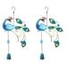 Set of 2 Peacock Wind Chimes Bell Garden Decor Hanging Pendant Ornament Decorate Metal