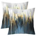 YST Set of 2 Abstract Art Pillow Covers Grey Gold Blue Grey Throw Pillow Covers Geometry Stripe Cushion Covers 18x18 Inch Golden Metallic Sequins Tie Dye Modern Cushion Cases