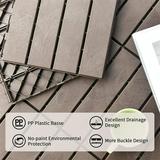 YYAo Patio Interlocking Deck Tiles 12 x12 Square Composite Decking Tiles Four Slat Plastic Outdoor Flooring Tile All Weather for Balcony Porch Backyard (Dark Brown Pack of 27)