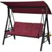 Topeakmart 3-Seat Outdoor Patio Swing Chair with Cotton-Padded Seat Burgundy