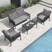 LEAF Patio Conversation Set 4 Pieces Aluminum Frame Rope Outdoor Patio Furniture with Coffee Table All-Weather Modern Deep Seating Sofa Set Outdoor Patio Set with Cushions Ascona