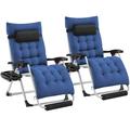 Topeakmart 2pcs Zero Gravity Recliner with 8cm Padded Cushion Navy Blue