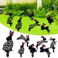 Huayishang Yard Decorations Outdoor Clearance Easter Bunny Wrought Iron Outdoor Garden Decoration Rabbit-Shaped Garden Insert Garden Decor