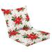 2 Piece Indoor/Outdoor Cushion Set Seamless Christmas background poinsettia Casual Conversation Cushions & Lounge Relaxation Pillows for Patio Dining Room Office Seating