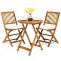 Stylish 3-Piece Wooden Bistro Set with Cushioned Chairs - 27.0 - Elevate your outdoor space with this chic bistro set!