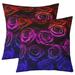 YST Rose Throw Pillow Covers 18x18 Inch Set of 2 Ombre Floral Pillow Covers For Girls Women Romantic Valentine S Day Cushion Covers Vintage Blossom Flowers Pillow Covers Red Purple Blue