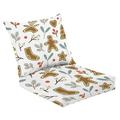 2 Piece Indoor/Outdoor Cushion Set Seamless pattern gingerbread cookies eucalyptus branch mistletoe Casual Conversation Cushions & Lounge Relaxation Pillows for Patio Dining Room Office Seating
