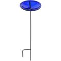 Achla Designs Crackle Glass Birdbath Bowl with Stake 14-in Cobalt Blue