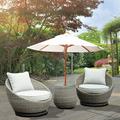 All-Weather Wicker Outdoor Set with Swivel Chairs and Side Table - 3-Pack - 142.6 - Experience ultimate outdoor comfort with 360-degree swivel chairs!