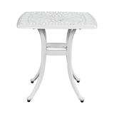 TuyuHome Outdoorr Cast Aluminum Square Table End Table Side Table for Paio Backyard Pool Cast Aluminum Cocktail Table Outdoor Bar Table White