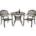 Haverchair 3 Piece Bistro Set Outdoor Cast Aluminum Patio Dining Set Table and Chairs Outside Bistro Furniture 2 Chairs and 1 Umbrella Table for Lawn Garden