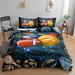 3D Sports Fire Basketball Bedding Set for Teen Boys Duvet Cover Sets with Pillowcases Twin Full Queen King Size 3PCS 1 Duvet Cover+2 Pillow shams