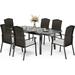 VALLEY Patio Dining Set 5 PCS Outdoor Dining Sets Wicker Patio Chairs with Cushion 37\u201Dx37\u201Dx28\u201DSquare Table with 1.57 Umbrella Hole for Outdoor Kitchen Lawn Garden.