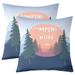 YST Kids Camper Pillow Covers 16x16 Inch Set of 2 Happy Camping Cushion Covers Mountain Camp Adventure Throw Pillow Covers Natural Hiking Themed Decorative Square Pillow Cases for Bedroom