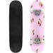 Skateboards for Beginners Seamless pattern heart shaped cherry green leaves pink background Cute 31 x8 Maple Double Kick Concave Boards Complete Skateboards Outdoor for Adults Youths Kids Teens Gifts