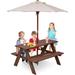 Kids Picnic Table Wooden Convertible Activity Play Table for Children Outdoor Toy Playset Large Walnut