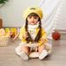 22 Inch Full Body Soft Silicone Vinyl Girl Reborn Baby Doll With Painted Lifelike Hair Bebe Reborn Toys Reborn Doll for Baby Toy yellow beret 55cm