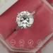 5.48 Carats Moissanite Engagement Ring with Hidden Halo and Micropave Side Stones