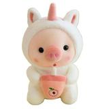 1pc 25cm Cosplay Unciorn Frog Tiger Bunny Boba Tea Plushie Pink Pig Plush Toy Girl Cuddly Baby Appease Doll Birthday Gift about 25-30cm Unicorn pig