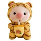 1pc 25cm Cosplay Unciorn Frog Tiger Bunny Boba Tea Plushie Pink Pig Plush Toy Girl Cuddly Baby Appease Doll Birthday Gift about 25-30cm tiger pig