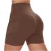 nerohusy Womens Scrunch Shorts Women s Workout Shorts High Waisted Compression Yoga Spandex Volleyball Biker Shorts for Women Seamless Fitness Yoga Shorts Brown S