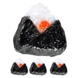 Onigiri Doll House 4 Pcs The Black Photography Props for Photoshoot Mini Snack Ornament Sushi Rice Balls Japanese-style Baby Pvc