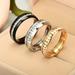 3pcs Stainless Steel 6MM Single Row Rhinestone Ring Couple Ring