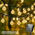 1 Packs 64FT 100 LEDs IP65 Crystal Globe Solar String Lights Outdoor Waterproof Solar Outdoor Lights With 8 Lighting Modes Halloween Decorations Lights Outdoor For Garden Tree Patio Party Christma