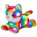 33cm Rainbow Cat Luminous Cute Plush Toys with LED Light Musical Monkey Dog Elephant Gifts for Girls Stuffed Toy Animals Kids Cat-LED