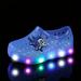 Infant Baby Boys Casual Light Up Slip On Clogs With Cute Cartoon Charms Toddlers Outdoor Lightweight Anti-skid Hollow Out Clogs For Kids Spring And Summer