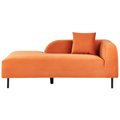 Chaiselongue Orange Samtstoff Rechtsseitig mit Kissen Modernes Design Retro Stil Relaxliege für Wohnzimmer Schlafzimmer Indoor