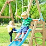 Wooden Swing Set with Slide Outdoor Playset Backyard Activity Playground Climb Swing Outdoor Play Structure for Toddlers Ready to Assemble Wooden Swing-N-Slide Set Kids Climbers